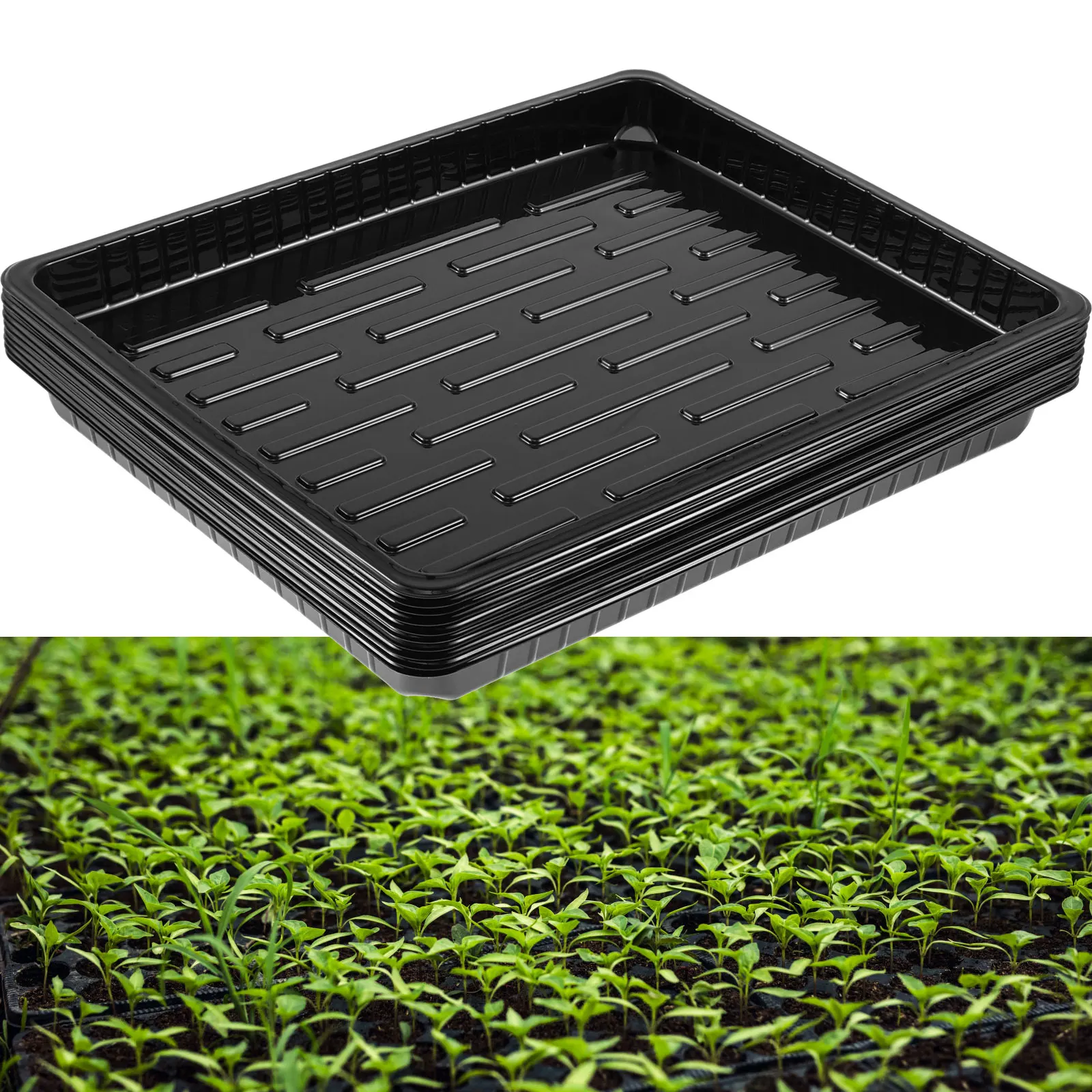 

New 10Pcs Plastic Growing Trays No Holes Seed Propagation Tray Durable Nursery Seedling Trays Reusable Seed Germination Trays