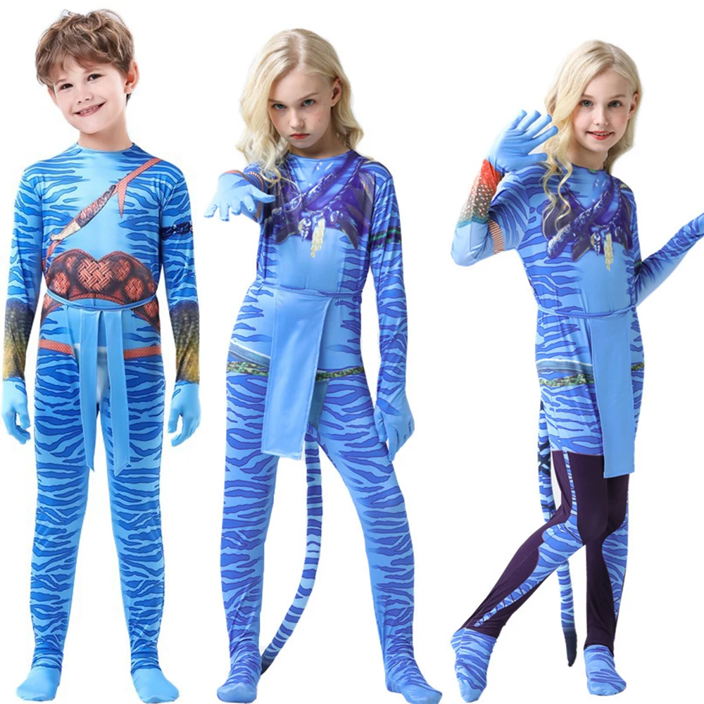 Cosplay Costume Avatar Costume for Kids Children Boy and Girl Avatar The Way of Water Alien Christmas Halloween and Masquerade Party
