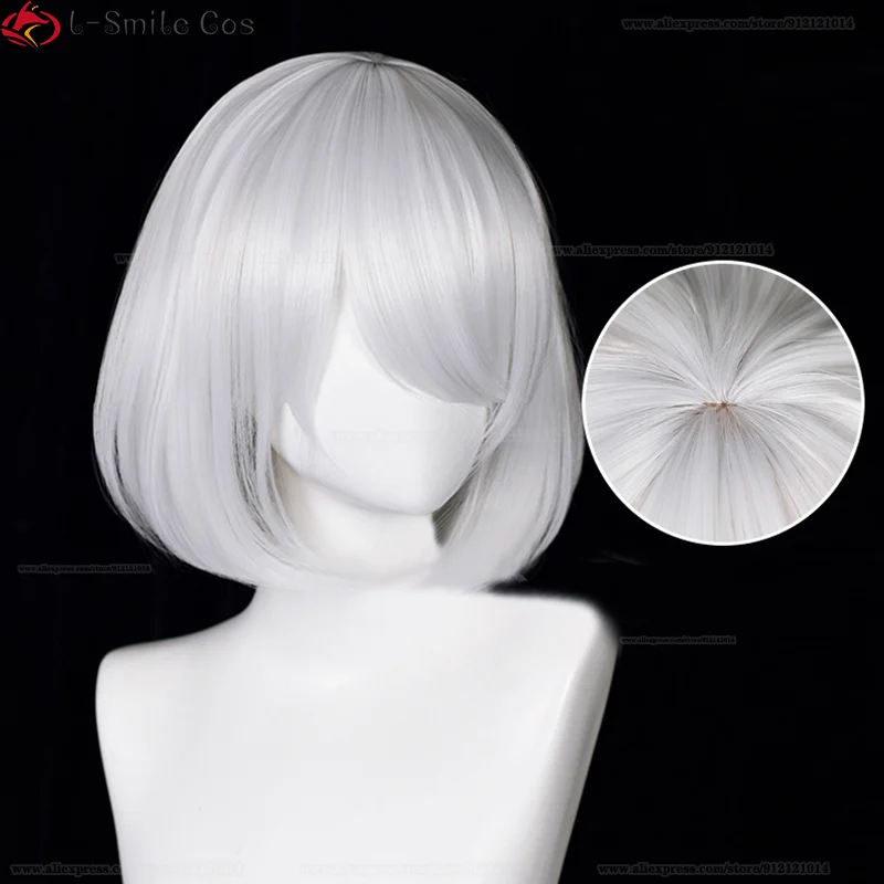 アニメコスプレウィッグシルバーホワイト,耐熱性人工毛,No. 9,2b