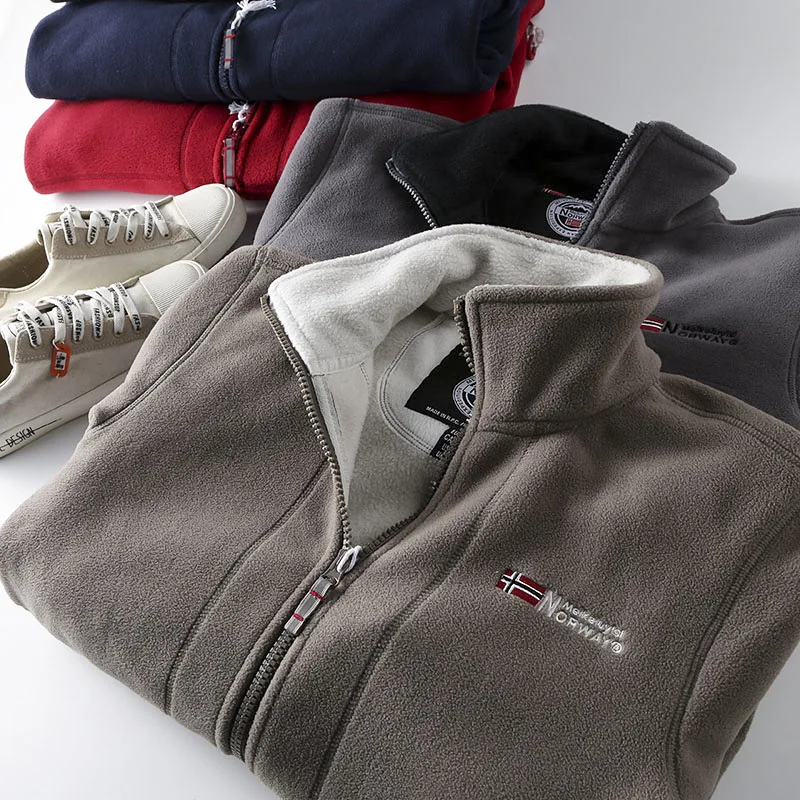 Winter Men's Polartec Jackets Casual Male Outwear Thick Velvet Windbreaker  Mens Soft Fleece Warm  Clothing