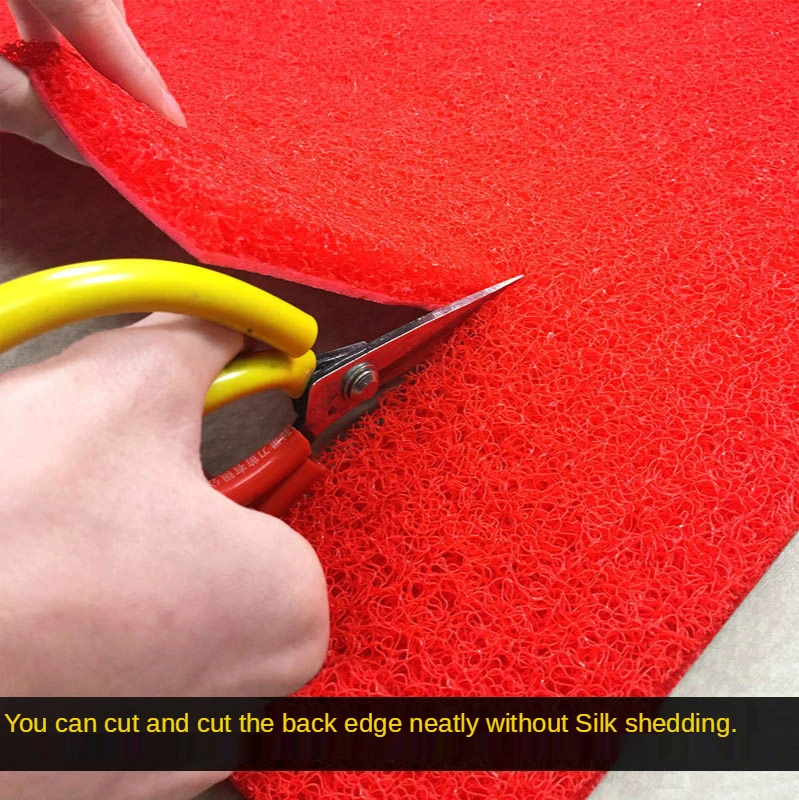 Large Red Silk Ring Thickened Carpet Floor Mat Welcome Door Mat Custom Cut Waterproof Non-slip Foot Mat PVC Washroom Floor Mat 4