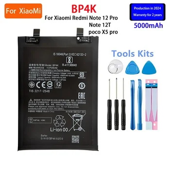 2024 years 100% Orginal BP4K 5000mAh For Xiaomi Redmi Note 12 Pro / Note 12T/ poco X5 pro Phone Replacement Batteries+Tools
