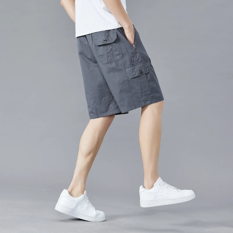 Lightweight Cargo Shorts Men Outdoor Drawstring Cotton Tactical Shorts Multi Pockets Military Hiking Shorts Male