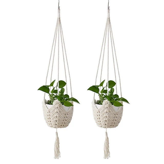 Indoor Planters Hanging Flower Pot Garden Display Bohemian Style Garden Decoration Handmade Weave Design For Space Optimization 3