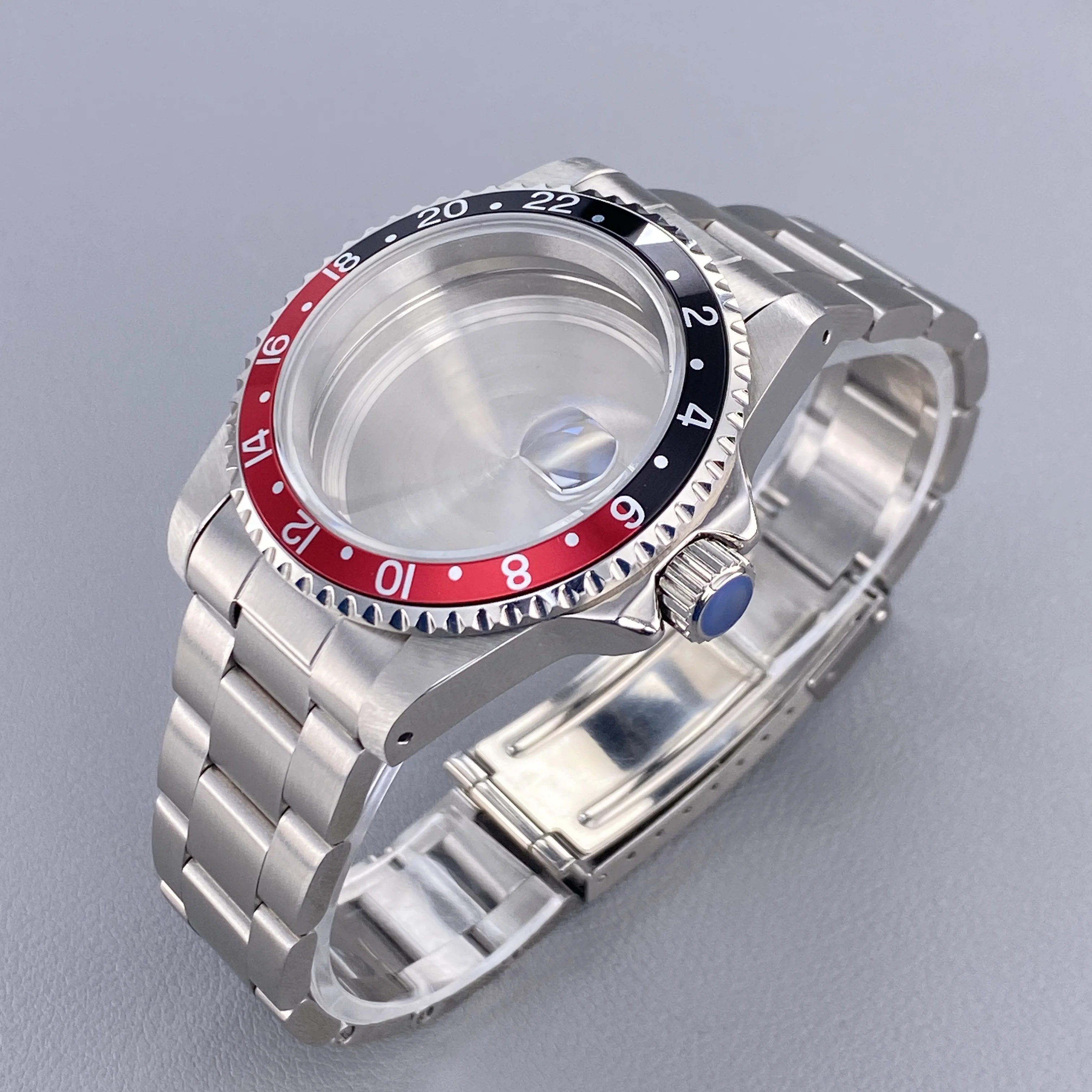 Vintage 39.5MM GMT/SUB Watch Case with 120-Click Bezel & Sapphire Glass