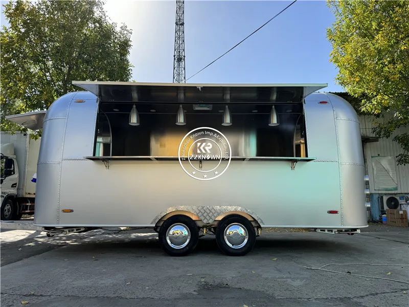 알루미늄 소재 에어 스트림 푸드 트럭, 커피 이동식 푸드 트레일러 카트, 주방 장비, 미국 판매, 2024 신상 