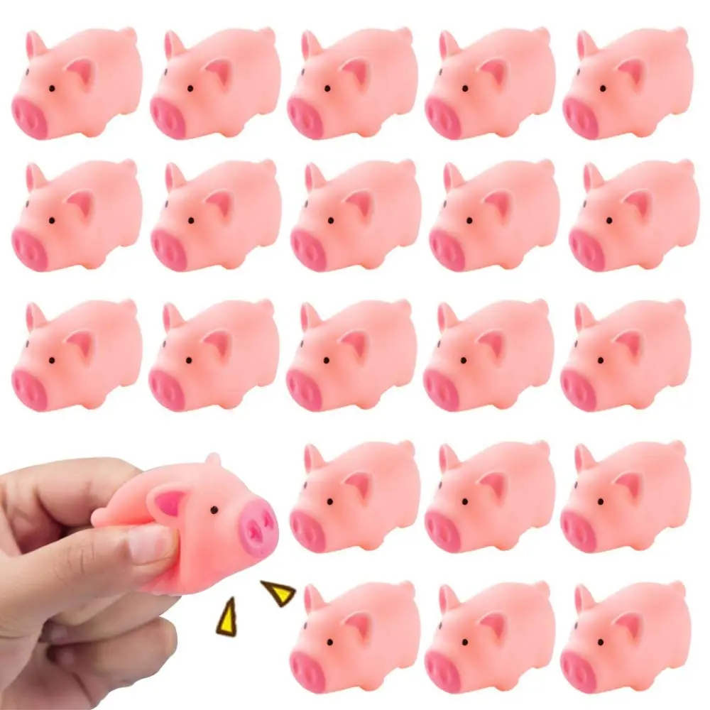 20 PCS Mini Cute Pink Screaming Rubber Piglet Squeeze Sound Toy Pig Children Party Gift