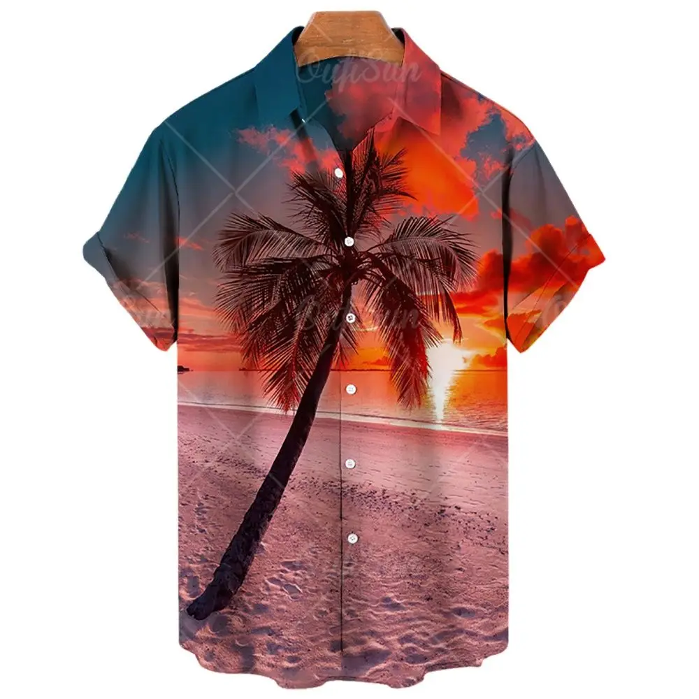 Men's Hawaiian shirts Summer beach vacation shirt Unisex men and women's daily clothing Fashion casual outdoor short sleeved top