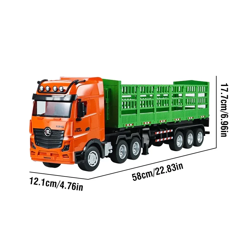 HUINA 1/18 RC Truck Container 9CH Alloy Remote Control High Hurdle Car Light Sound Body Can Be Separated Wood Transporter Gifts 5