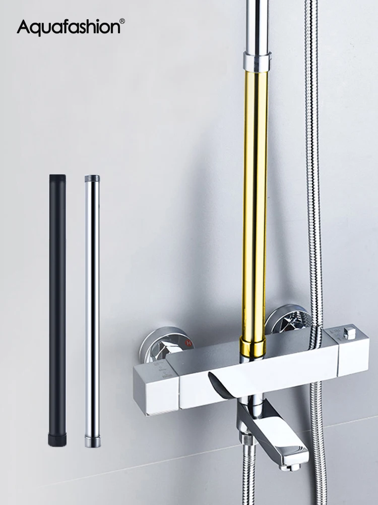 30CM Stainless Steel Round Chrome Shower Pipe Extension Bathroom Shower Rod Extension shower head extender