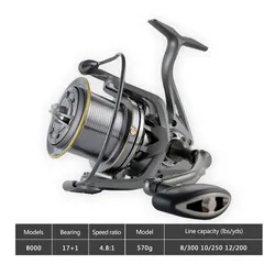 Huidiao High-Performance Stainless Steel Bearing Fishing Reel - Powerful 25KG Drag for Saltwater and Freshwater Use (NGK8000)