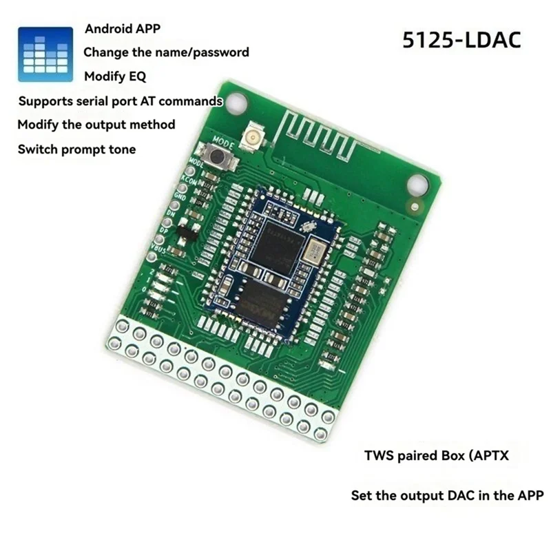 【핫 아이템】QCC5125 Bluetooth 5.1 스테레오 오디오 모듈 DC 3.6-5.5V LDAC 무손실 아날로그 출력 APTX/APTXLL/APTXHD 모듈