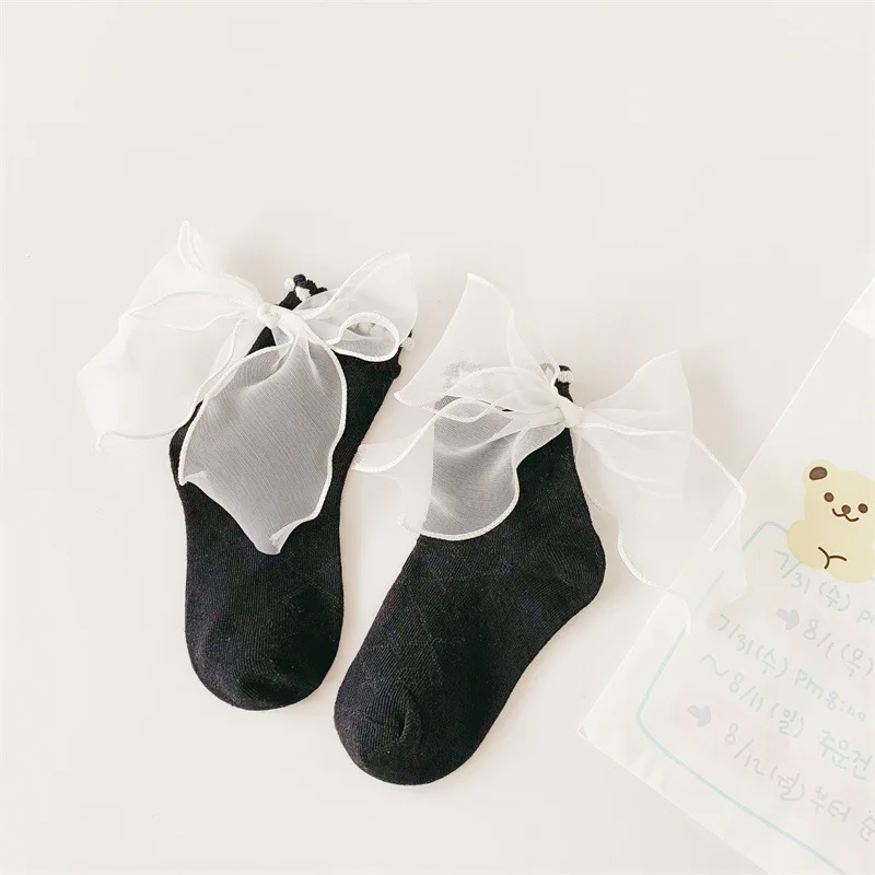 Toddler Baby Girls Kids Princess Bowknot Lace Floral baby Socks Cotton Ruffle Frilly Trim big kids Ankle short Socks