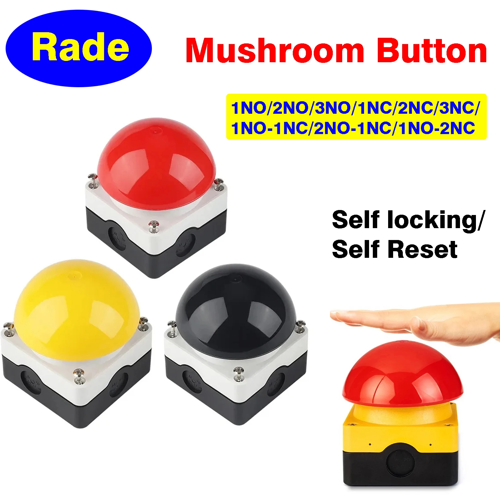 

1/5/20Pcs IP65 Waterproof Mushroom Button Self-Rest Switch Ball Pedal Hand Clap Judges Clap Light foot switch button ball pedal