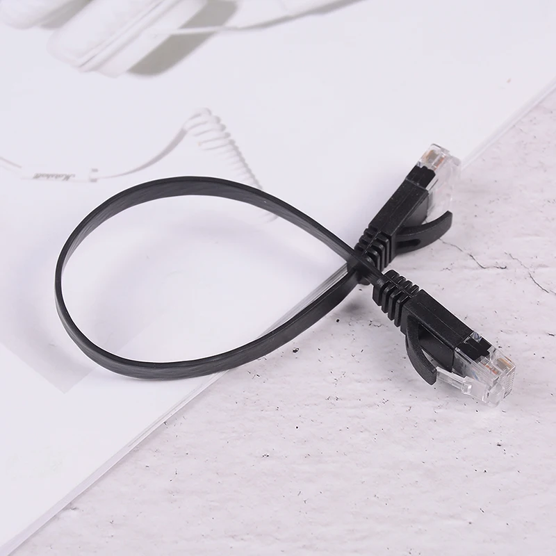 검정색 10인치(25cm) RJ45 이더넷 케이블 Cat6 네트워크 패치 코드 초박형 플랫 인터넷 와이어 카테고리 6