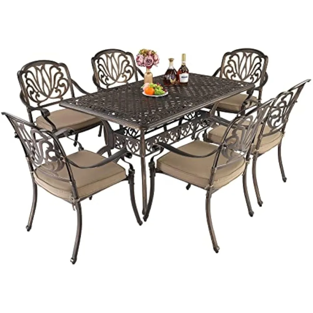 Patio Furniture Set with 6 Chairs and Large Table for Yard, Garden, Porch, Garden Sofas 3