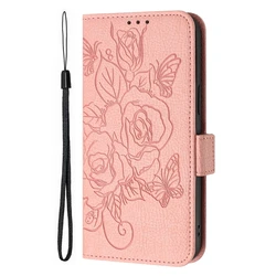 Elegant 3D Rose Flip Wallet Case - Universal Smartphone Cover for Galaxy M22 (E4)