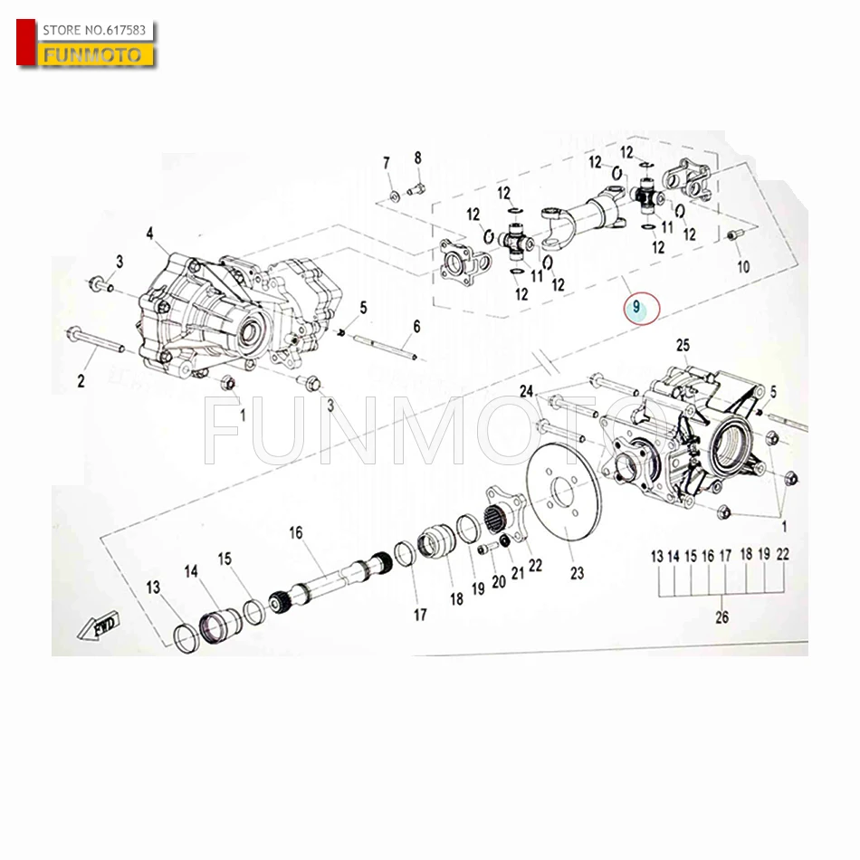 

Передний приводной вал подходит для кода CF1000/CF850 9CR6-290100-00001