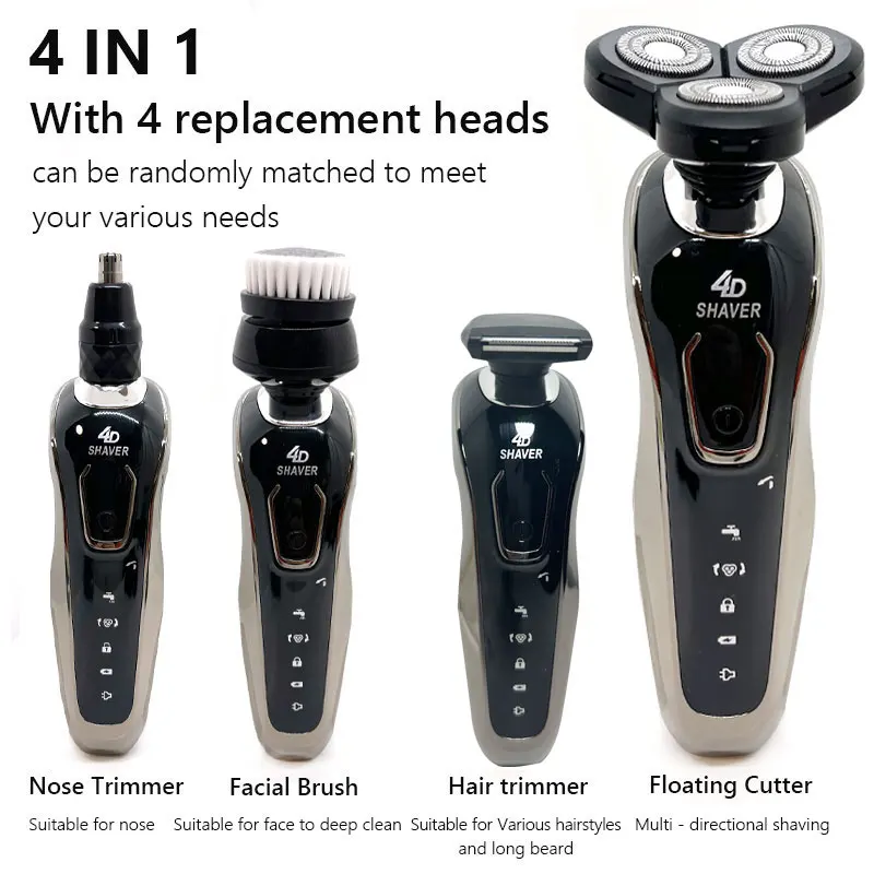 Electric Shaver Hair Trimmer Electric Razor New Electric Shaver for Men 4D Electric Beard Trimmer USB Rechargeable Professional Hair Trimmer Hair Cutter Adult Razor for Men