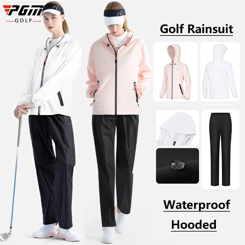 Women Men Split Golf Raincoat Suit Waterproof Motorcycle Rain Jacket and Pant Set Hooded Camping Hiking Rain Poncho Equipment