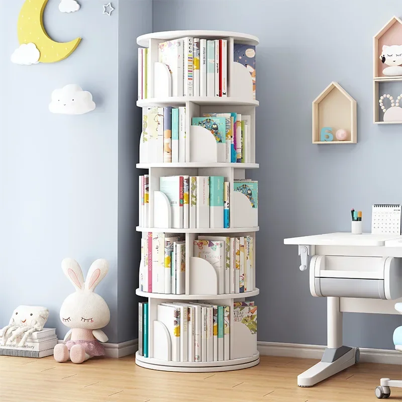 

SH Aoliviya Official New Rotating Bookshelf Floor Space-Saving Children's Picture Book Rack Simple Bookcase Baby Bookshelf Stude