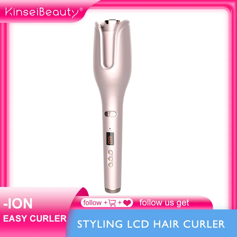 

-ION Automatic Hair Curler LCD Digital Display Women Hair Curling Iron One Step Wave Rotating Tool Ceramic Heating Anti-Scalding