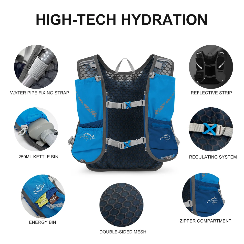 Inoxto Men's Women's Outdoor Sports Backpack Marathon Moisturizing Vest Suitable for Sharing Cycling Hiking Sports Travel Bag 5