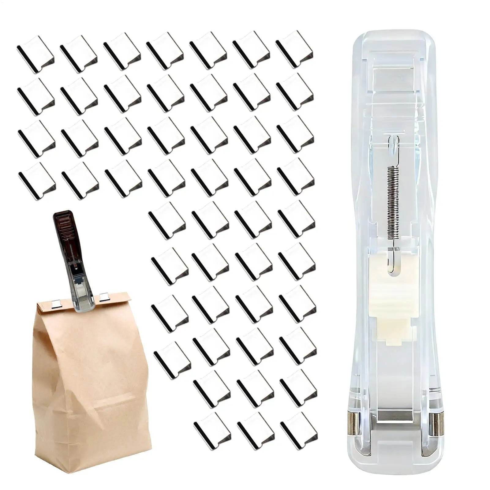 푸시 페이퍼 클립 디스펜서가 있는 휴대용 여행용 스테이플러 문서용 재사용 가능한 바인더 클립 스테이플러 가정 학교 사무실 교실용