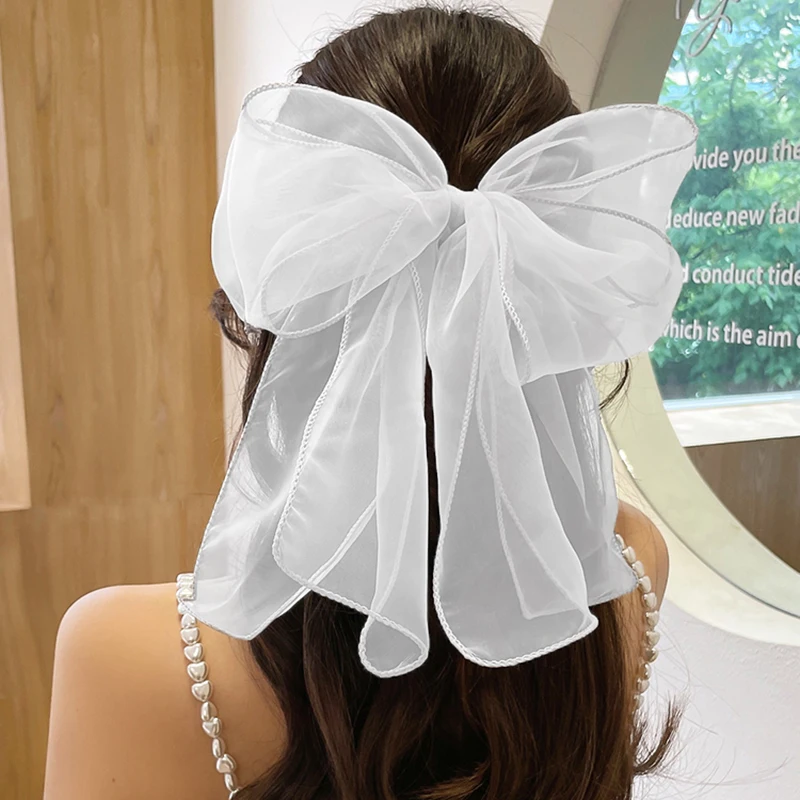 Free Shipping Black Silk Big Bow hairpins for hair women spring