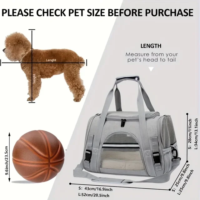 [Portable Cat Carrier] Large Portable Cat Carrier with Plush Mat | Breathable Travel Bag, Ventilated Mesh, Secure Straps for Car 2