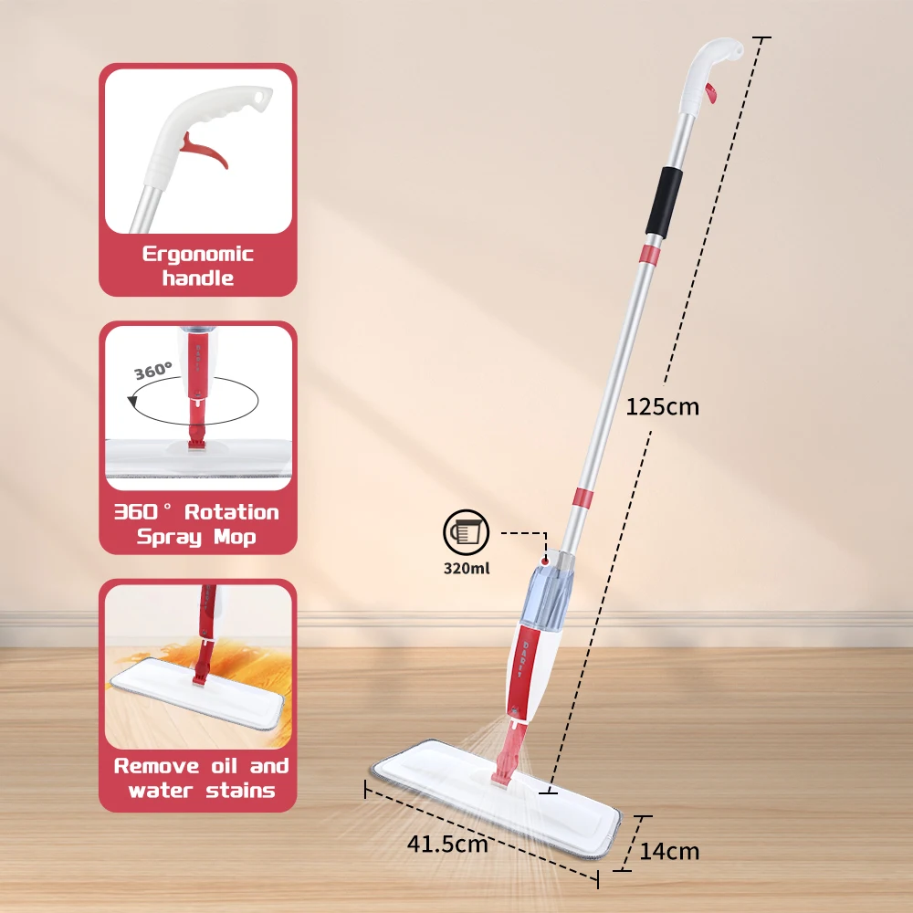 Mocio Microfibra Mocio Spray MANGOTIME Con Microfibra Lavapavimenti Professionale Per Legno Ceramica K 521306 - Foto 4