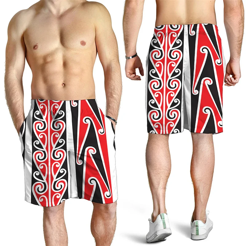 New Men's Summer Shorts Loose Fashion Shorts 3D Printing Casual Maori Ethnic Pattern Harajuku Trunks Sports Quick Drying Shorts 3