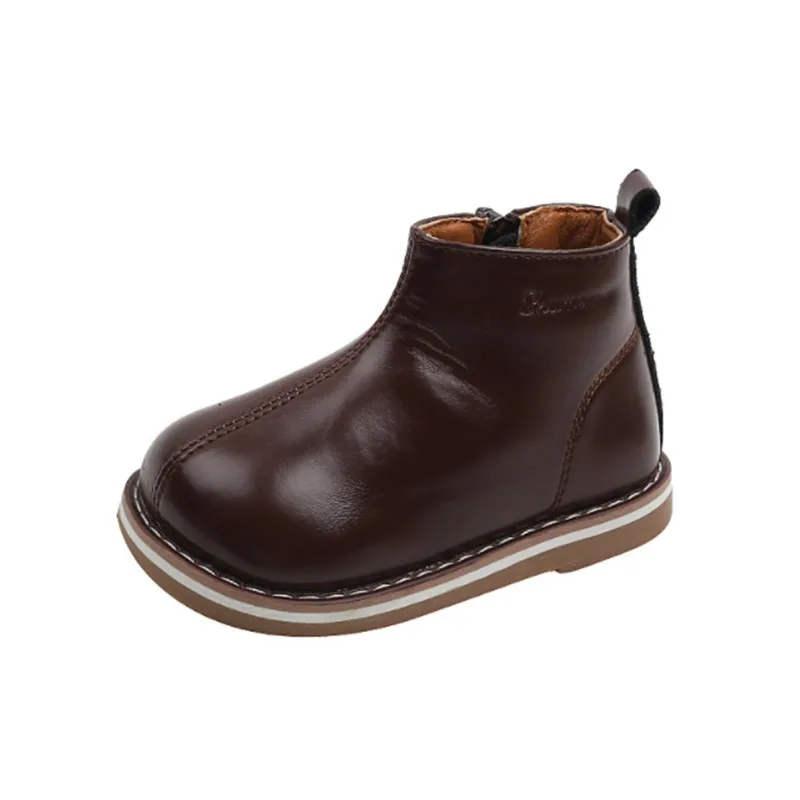 New Autumn Baby Shoes Leather Toddler Girls Boots Rubber Sole Kids Ankle Boots Fashion Children Shoes Size 15-25