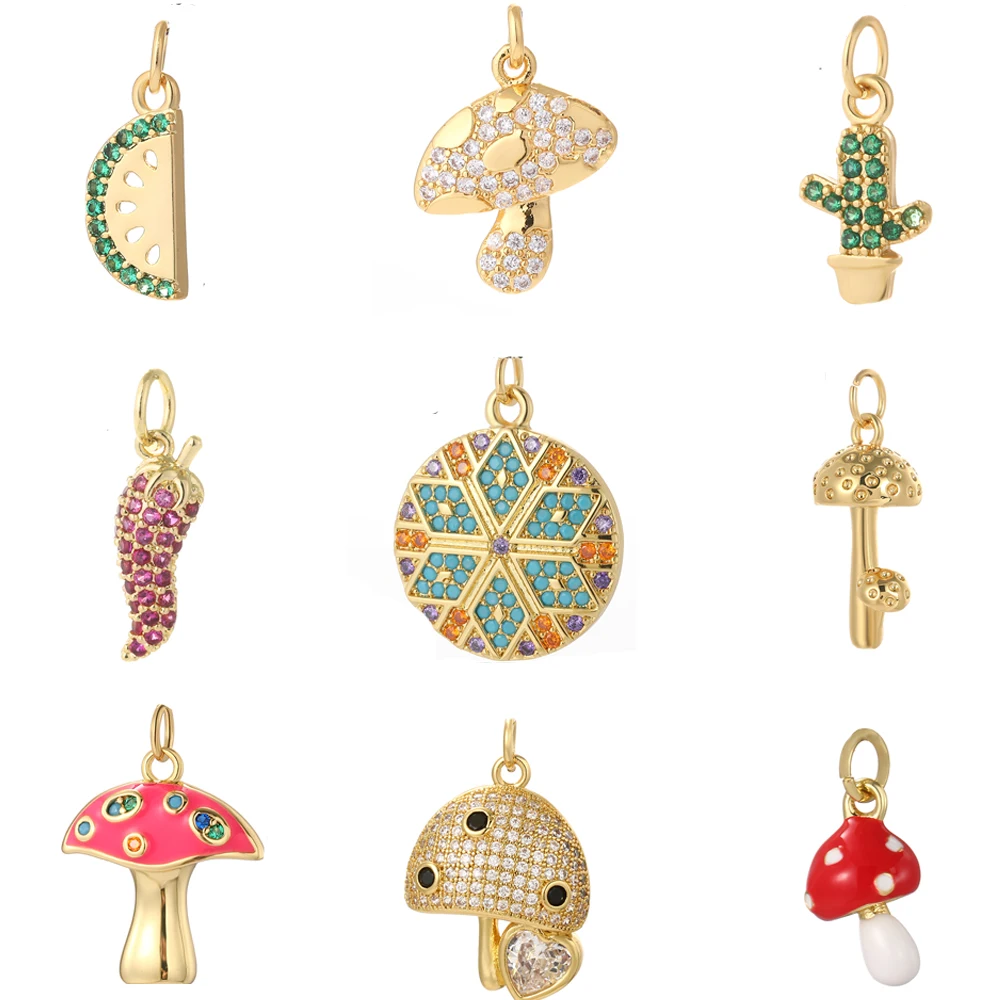 Niedlichen Wassermelone kaktus für Schmuck herstellung liefert Goldfarbe DIY Ohrringe Halskette Armband Pflanze Pilz Anhänger Designer