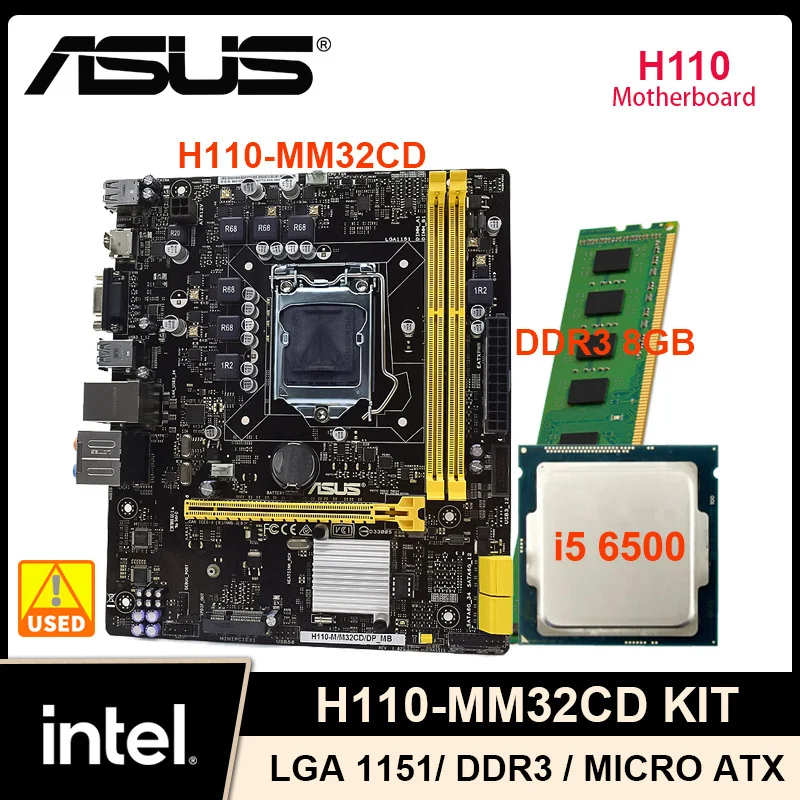 1151MotherboardkitASUSH110MM32CDWithCoreI56500cpuDDR38GB