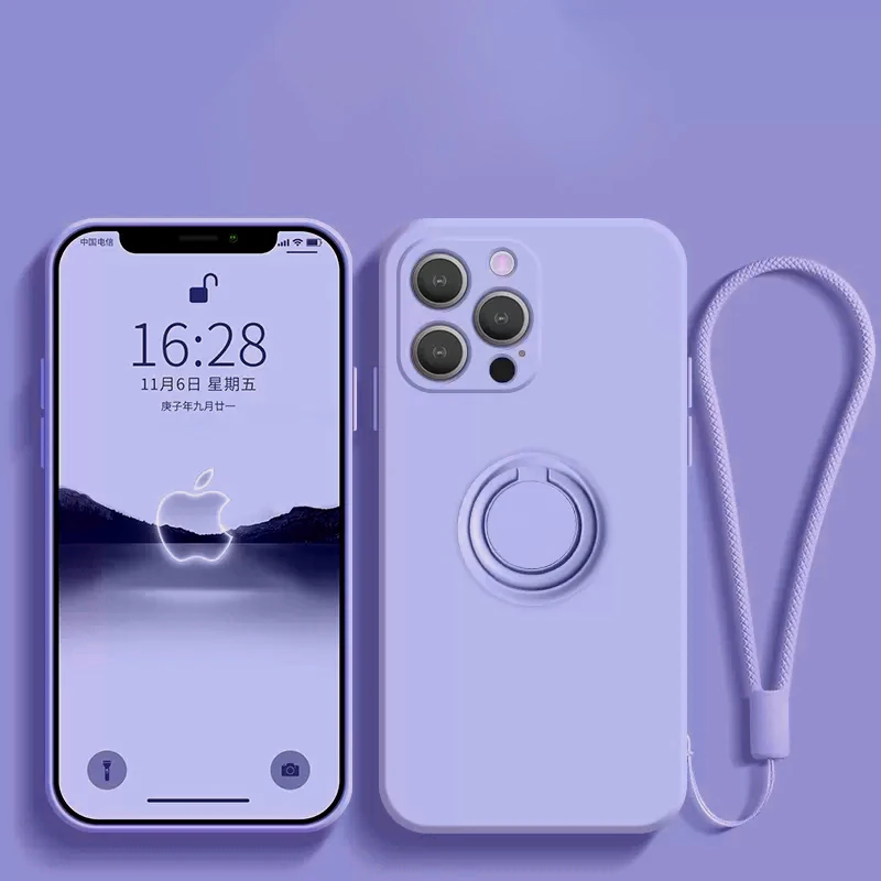 Magnetic Liquid Silicone Case with 360° Finger Ring Holder