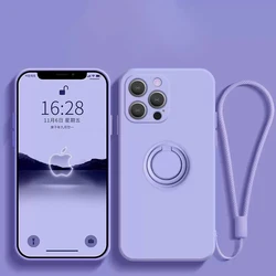 Magnetic Liquid Silicone Case with 360° Finger Ring Holder - iPhone 13 Mini (Blue purple)