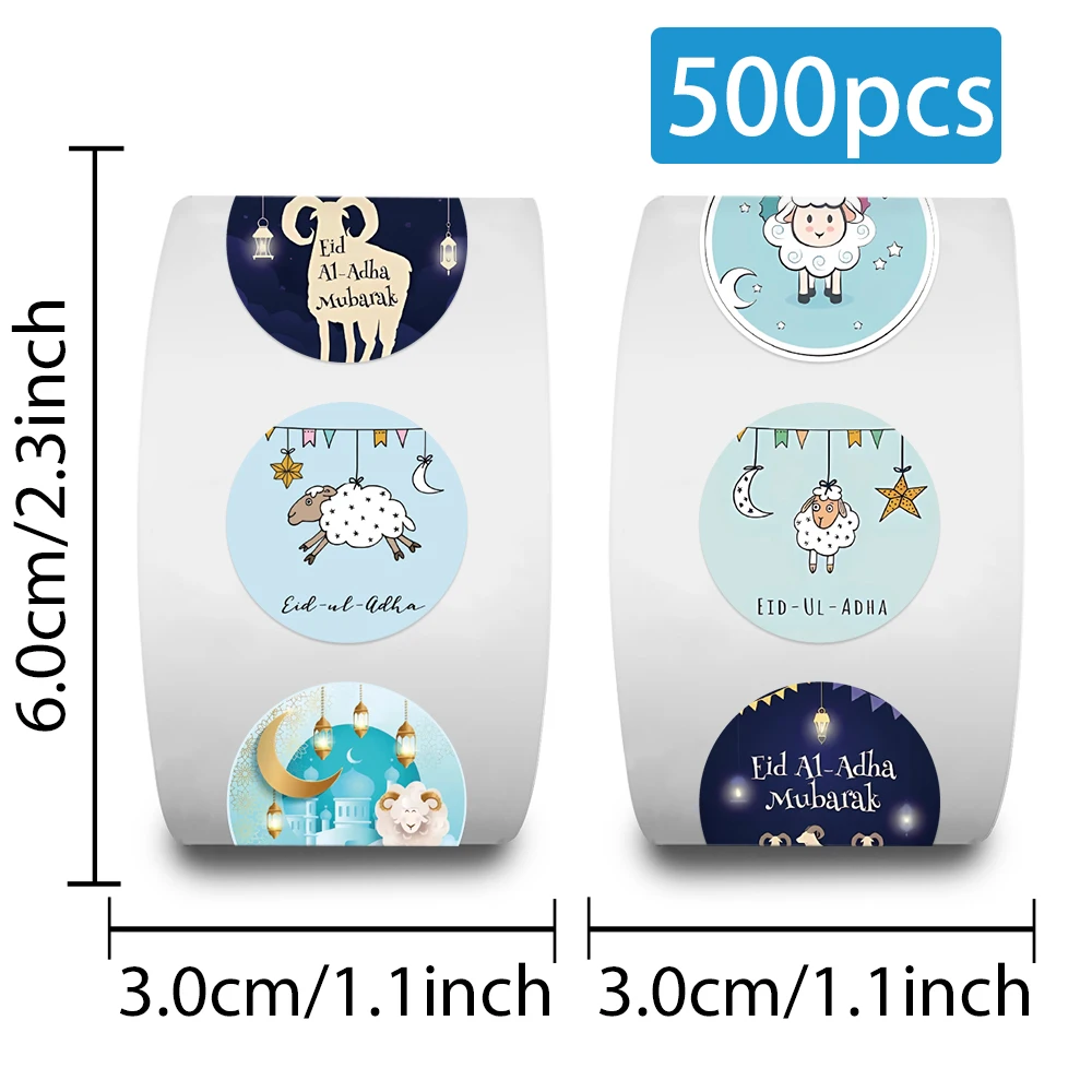 500개 이드 알 아드하 양 롤 스티커 데칼 노트북 스크랩북 여행가방 편지 DIY 그래피티 미학 스티커 축제 선물