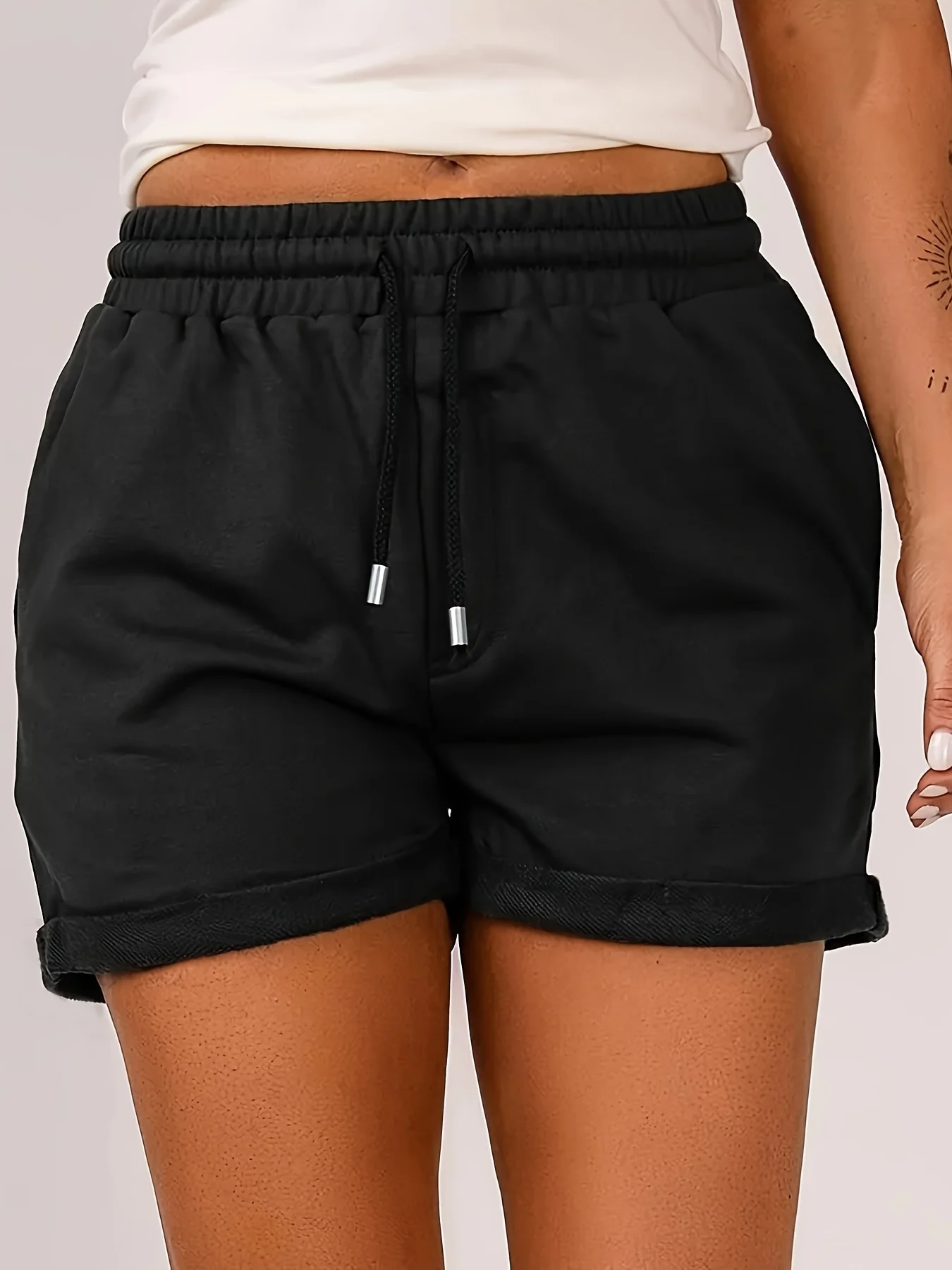 Plus size solid color casual and comfortable outdoor shorts