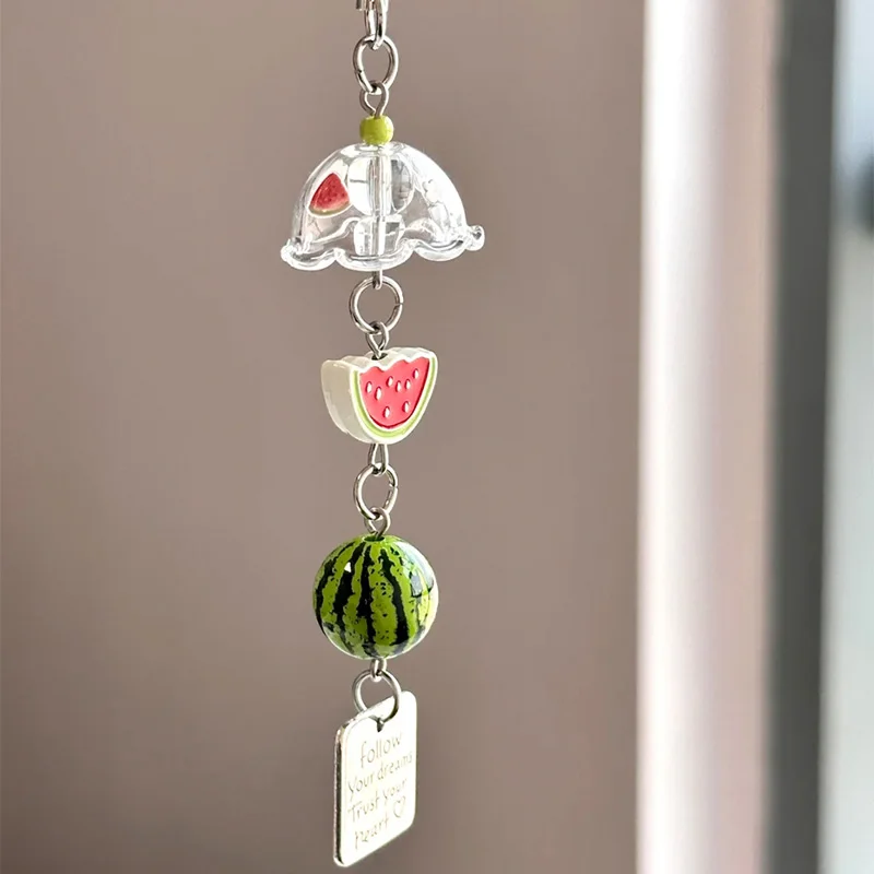 Fruit Keychain Charm colorful bag charm with apple and watermelon detail for stylish accessories