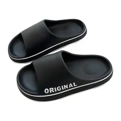 Feslishoet Unisex Summer Anti-Slip Slides - Solid Color Thick Sole Sandals - 40-41 (Black)