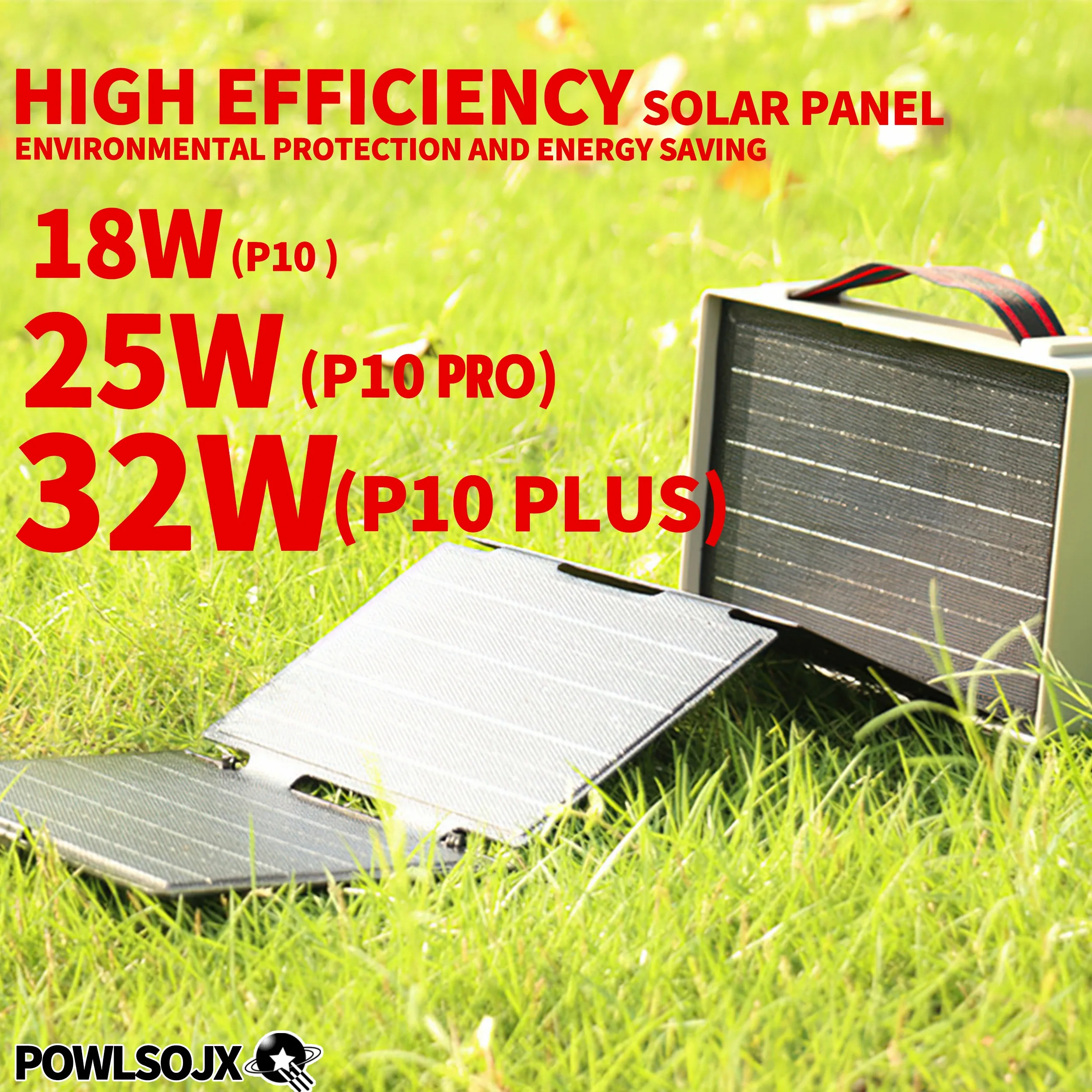 POWLSOJX Solar-Powered Music Player-Portable & Foldable Panels, Bluetooth/USB/FM Radio, LED Light, Extra USB Charging Port