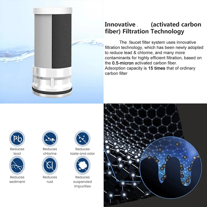 Water Filter Cartridges Kitchen Faucet Tap Water Purifier Activated Carbon Replaceable Sintered Carbon Filter Element