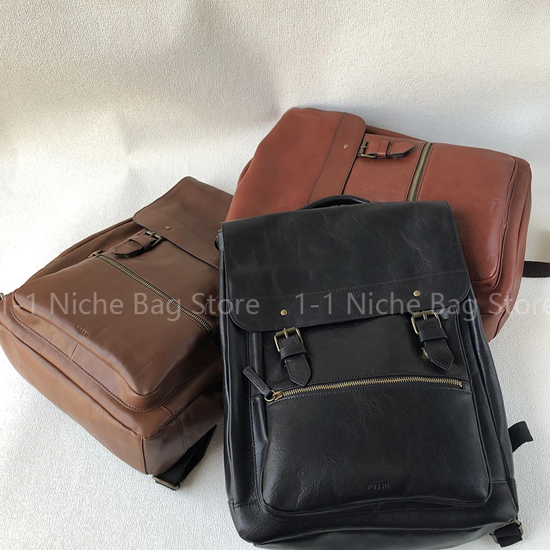 

Fossil Vintage Oil Wax Cowhide Cambridge Style Backpack Large Capacity IT Computer Backpack For Men