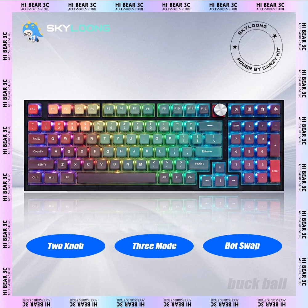 

Skyloong GK980 Mechanical Keyboard Two Multifunctional Knob Three Mode Hot Swap Wireless Gaming Keyboard Gasket Pc Gamer Mac Win