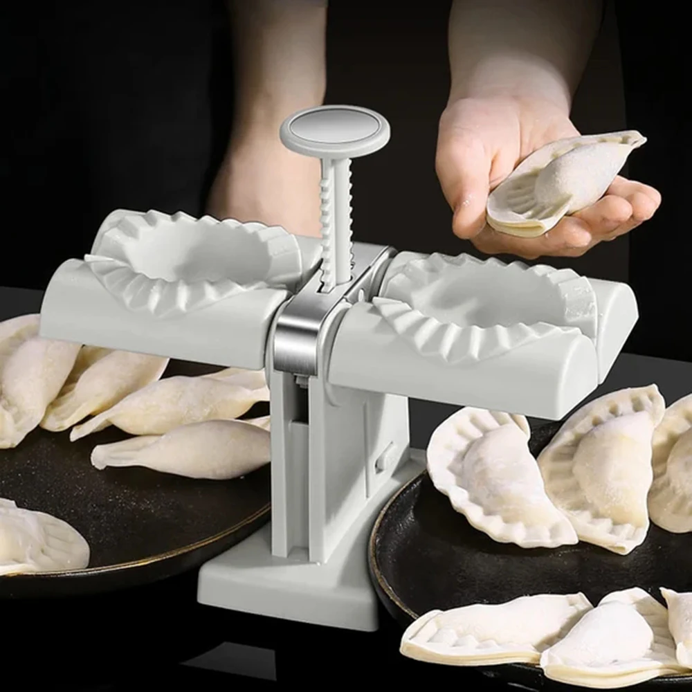 Dumpling Maker Household Double Head Fully Automatic Dumpling Maker Ravioli Press Mold Making Tool Easy to Use for FU