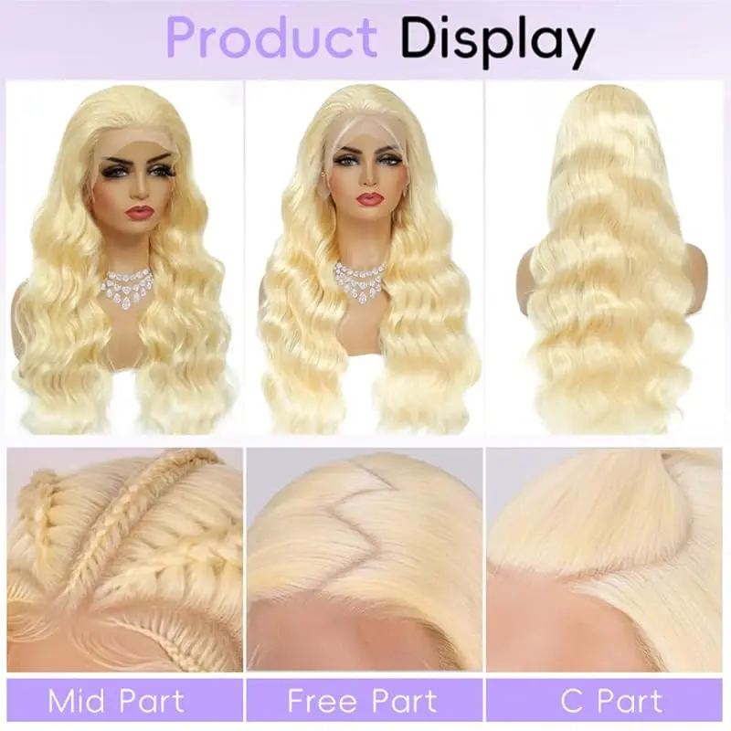 613 Blonde Body Wave 13x6 HD Lace Frontal 100 Human Hair Wigs 38 Inch Honey Colored Lace Closure Front Wigs for Women
