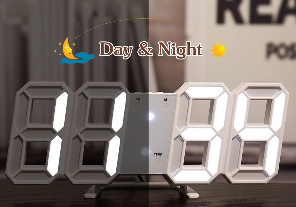 Description Picture 2 of itemDigital Table Clock Desktop Wall LED Light Alarm Clock INS Digital Antique Style 3d Wall Clock with Backlight Home Decor