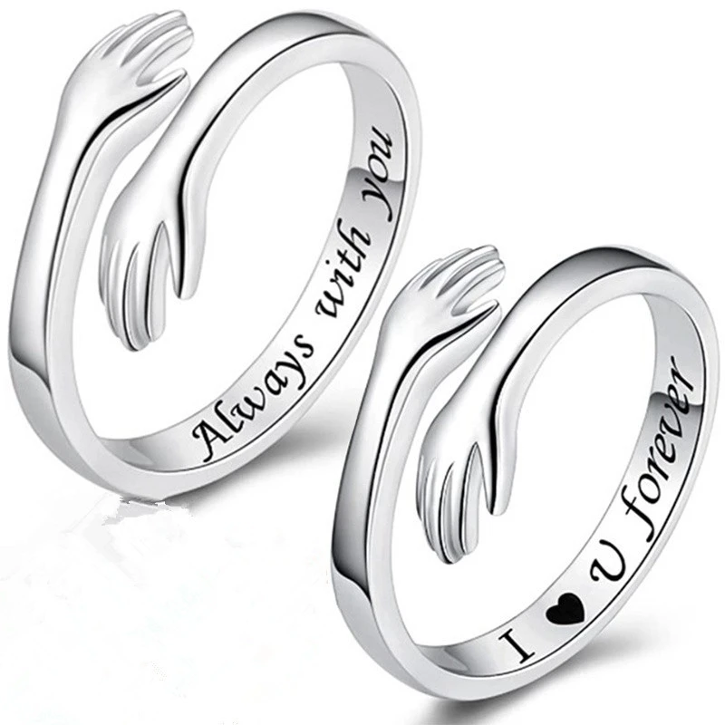 anillos mujer boda joyería mujer anillos aesthetic Anillo ajustable con grabado de letras para mujer, para pareja de compromiso, regalo del Día de la madre, joyería de diseñador| | -