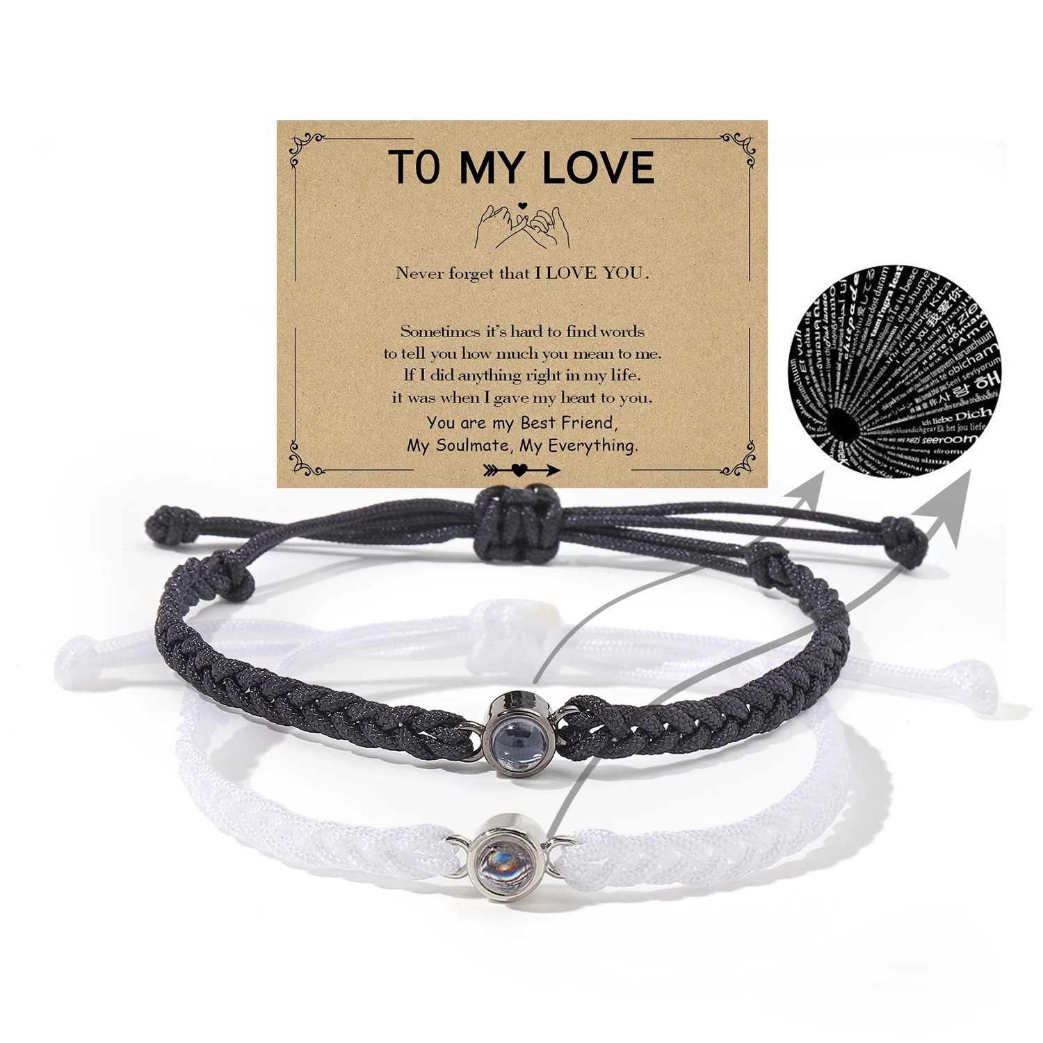 2 шт./набор, браслет для пар «Я тебя люблю»